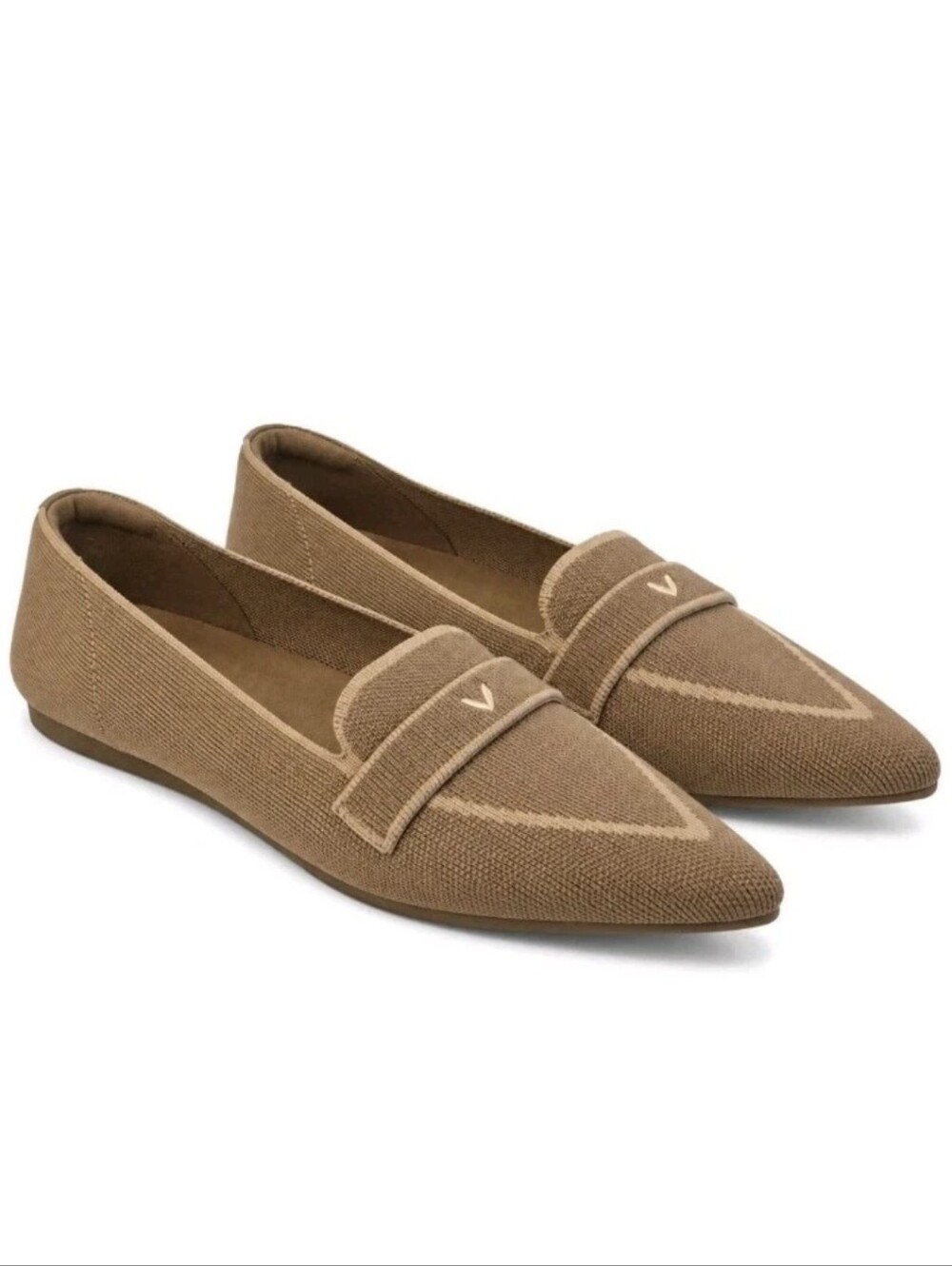 Vivaia Amelia 2.0 Pointed Toe Loafers Flats Tan Knit Women's Size 9.5 US, 41 EU